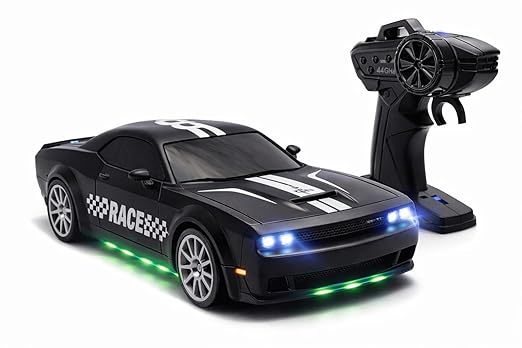 360° Remote Control Stunt Car for Kids | 1:24 RC Racing Drift Car with LED Lights, 2.4GHz Controller, Rechargeable Battery, Long Range 160ft | Gift Toy for Boys & Girls (Black)